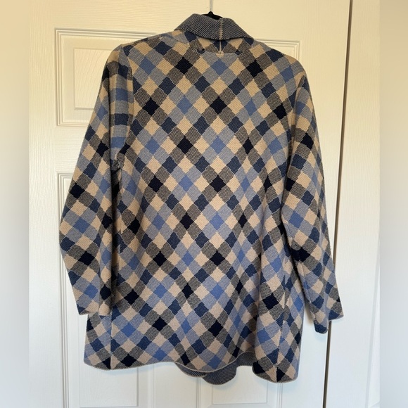 Leo & Nicole Beautiful Open Front Plaid Cardigan Size L - Picture 2 of 6